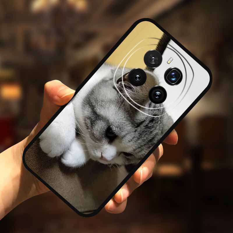 For Honor Magic 7 Case 7Pro Painted Cat Colorful Soft Edge Silicone Black Bumper For Honor Magic7 Pro Back Cover Magic7 5G Para