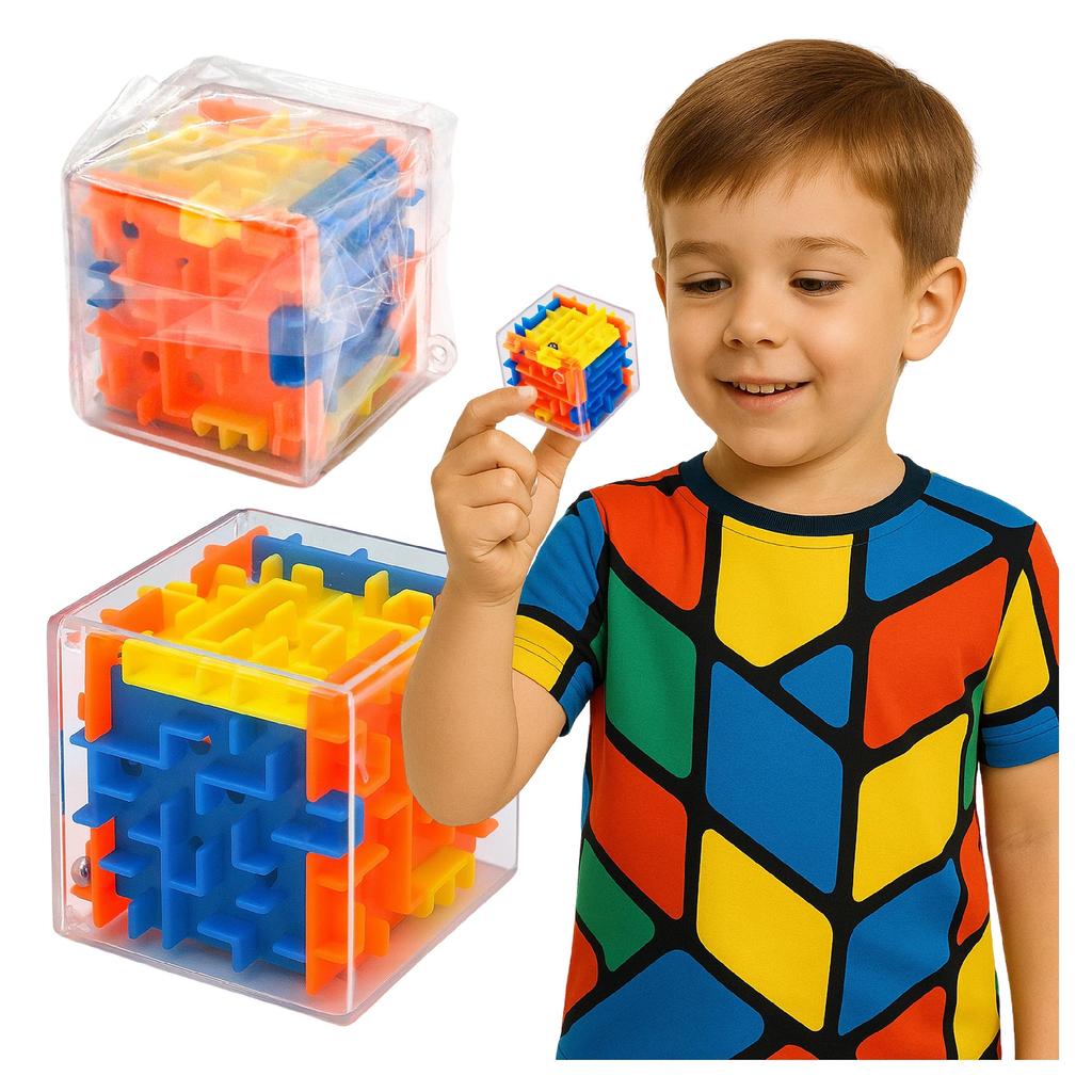 Gra Logiczna Mini Kostka Zręcznościowa Stymulująca Labirynt Kulkowy 3D Cube