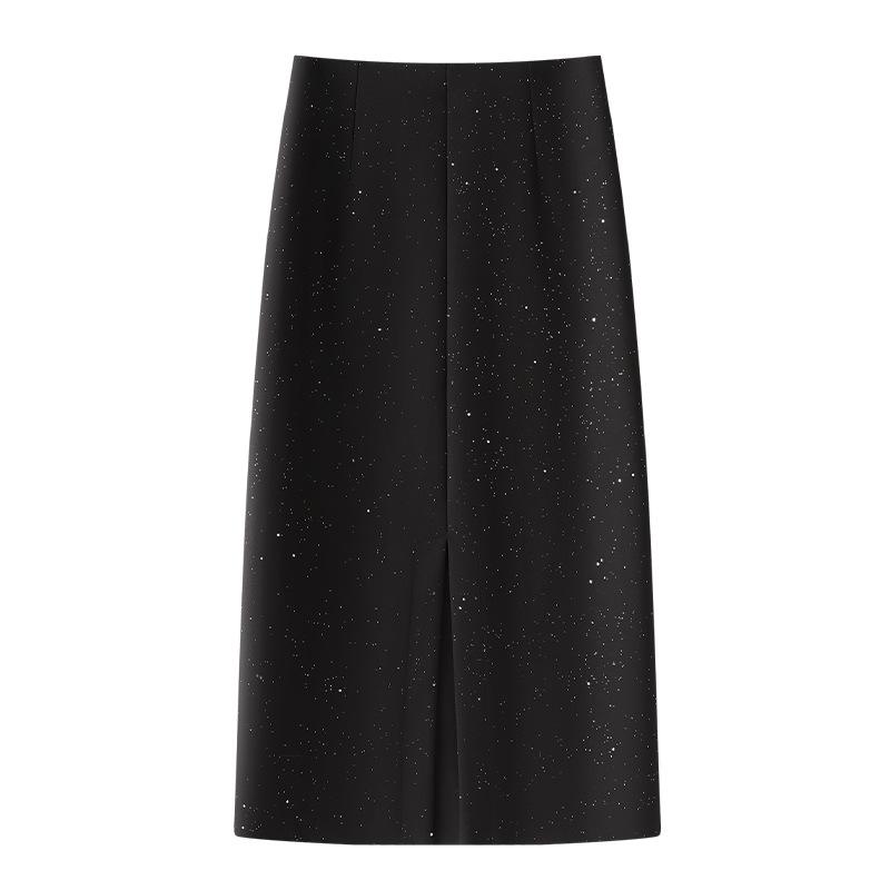 Beige High-Waisted Knee-Length Slimming Bodycon Skirt for Spring & Autumn 2025