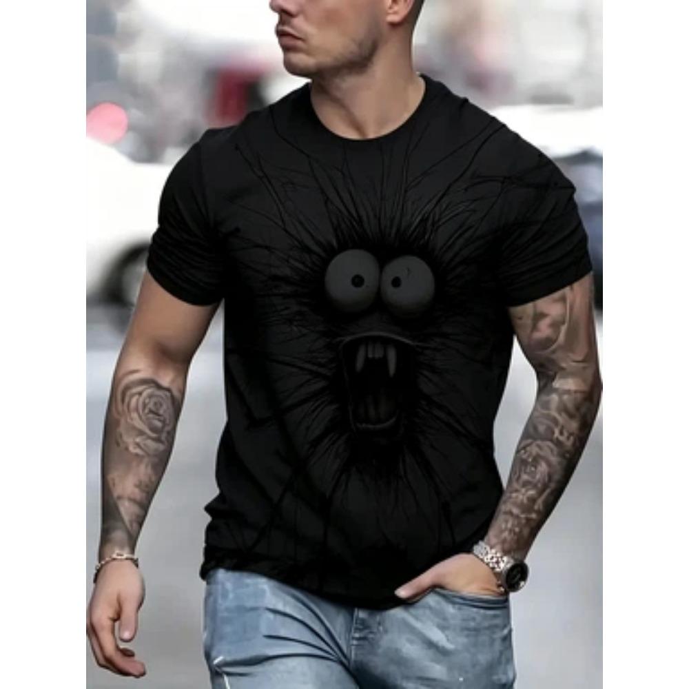 Men's Funny Monster Graphic T-Shirt Casual Short Sleeve Crewneck Tee