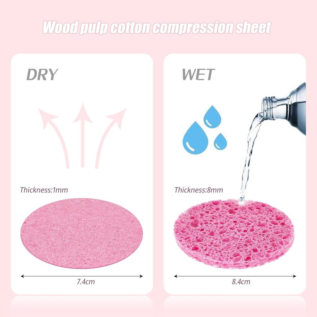10 PCS Compressed Facial Sponges Round Soft Pads, for Facial Cleansing and Exfoliating and Makeup Remover, Reusable. (Size 2)