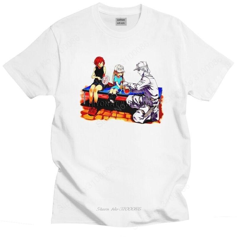 

Hataraku Saibou Anime T Shirt Men Pure Cotton Tshirt Handsome Tee Tops Short Sleeves Japan Manga Cells At Work Tshirt Clothing S