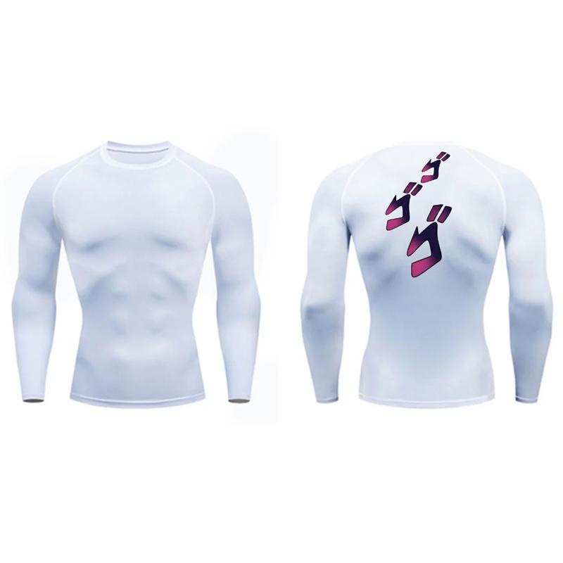 JOJO Print Compression Shirt for Men Gym Workout Running Tshirt Undershirts Baselayers Athletic Quick Dry Tees Tops Activewear