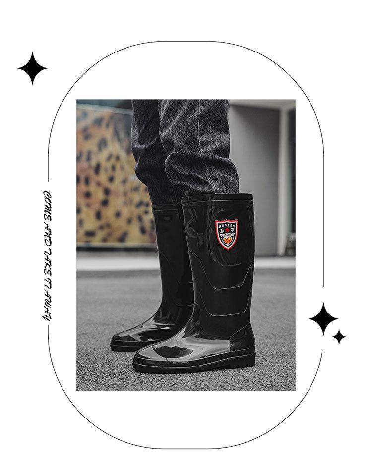 Men's Mid-High Waterproof Rain Boots - Non-Slip Rubber Shoes for Outdoor, Kitchen, or Construction Use
