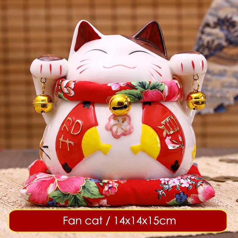 6 Inch Ceramic Maneki Neko Figurine Fortune Cat Money Box Colored Cat Piggy Coin Bank Home Decoration Gift Feng Shui Ornament