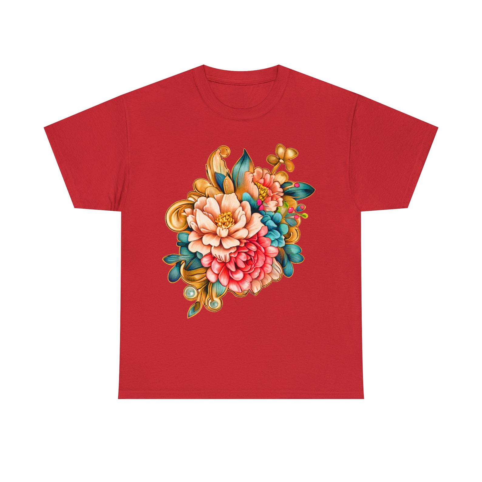Gold Floral Cotton Tee 150