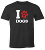 Mens T-Shirt I Love Dogs Funny Dogs Motif Dog Paw Print Walking Shirt-