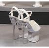 Women Clear Platform Sandals Black 18CM Transparent Sole Platform High Heel Sandals OpenToe Ladies Dance Shoes LFD-10368-20