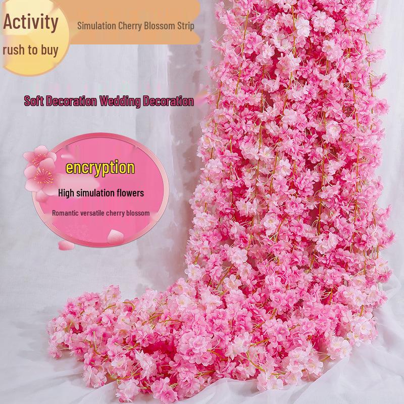Artificial Cherry Blossom Vine – Silk Floral Decoration for Indoor Ceilings and Air Conditioning Water Pipe Covers