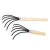 Garden Hand Rake 5 Steel Tines Wooden Handle Ergonomic Design Claw Cultivator for Tilling Loosening 