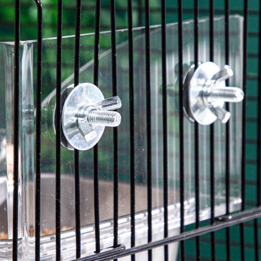 Anti Splashing Cage Mounted Bird Feeder Large Capacity Parrots Food Container Budgie