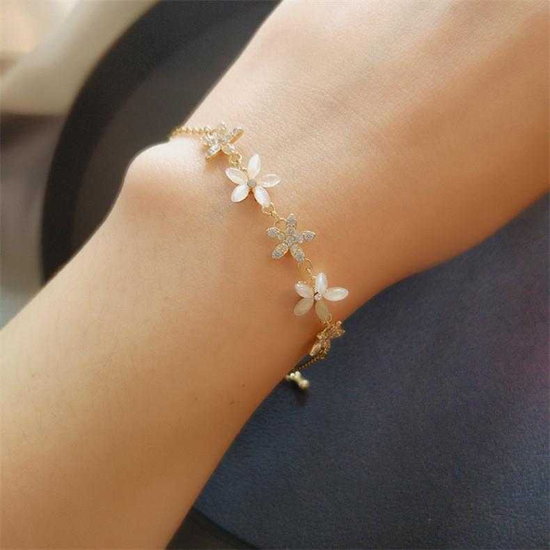 Full Diamond Petal Bracelet Light Luxury Bracelet Adjustment Bracelet Jewelry Gift For Women Girls