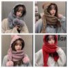 Fall Winter Korean Style Women's Versatile Scarf with Adorable Pom-Poms Ear-Warming Thickened Knit Hat for Extra Coziness