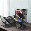 Metal Pen Organizer For Desk Mesh Functional Art Supply Pencil Holder With 5 Compartments For Office Home School Workspace