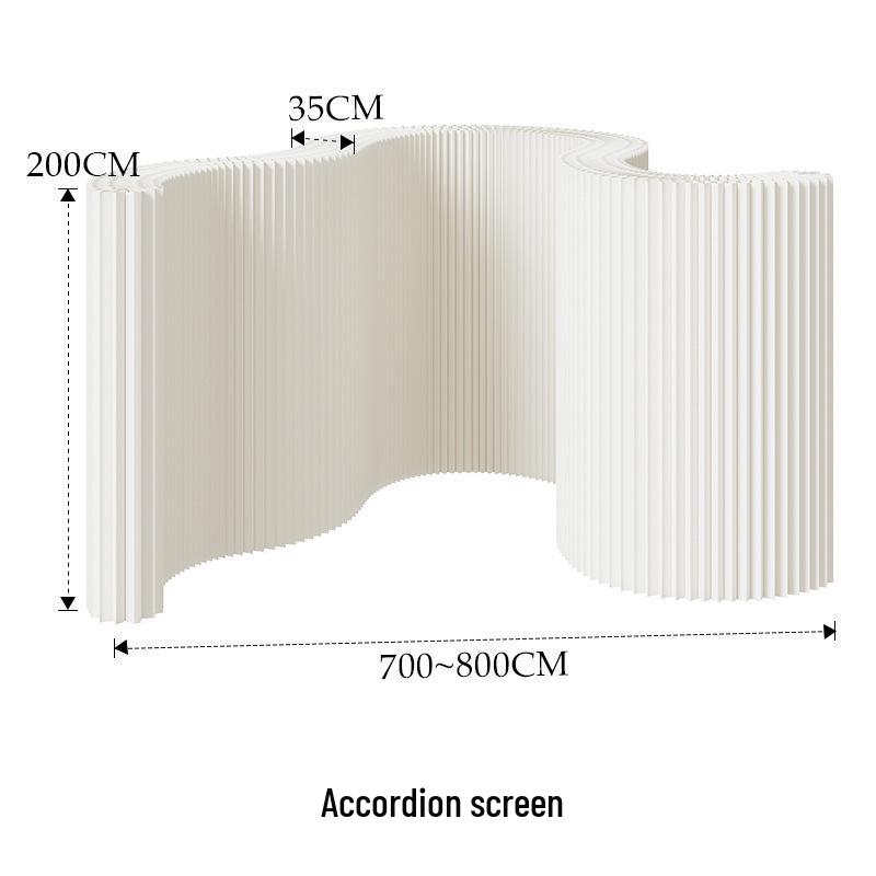 18-Panel Curved Folding Screen Divider – Japanese Style Retractable Wall for Live Broadcasts