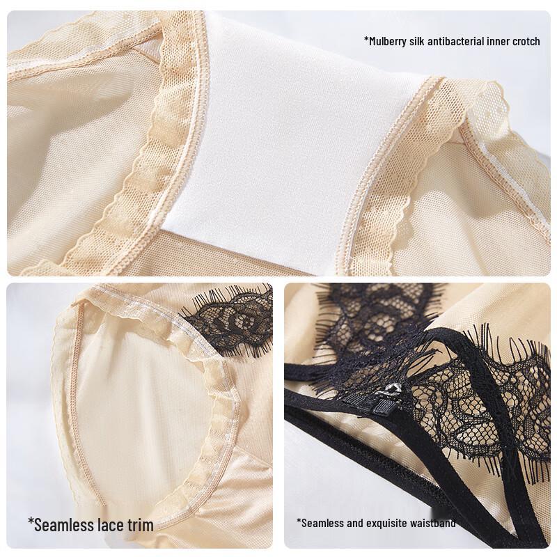 Urban Beauty Women's 10A Antibacterial Silk Crotch Lace Underwear 3-Pack