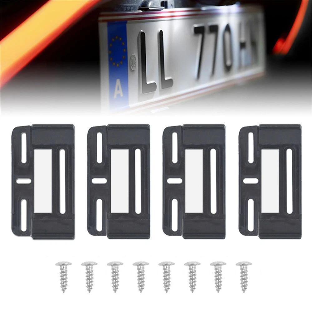 4pc Stainless Steel Car Number Plate Holder Black EU Style License Plate Frame Cover Anti-Corrosion Car Accessories