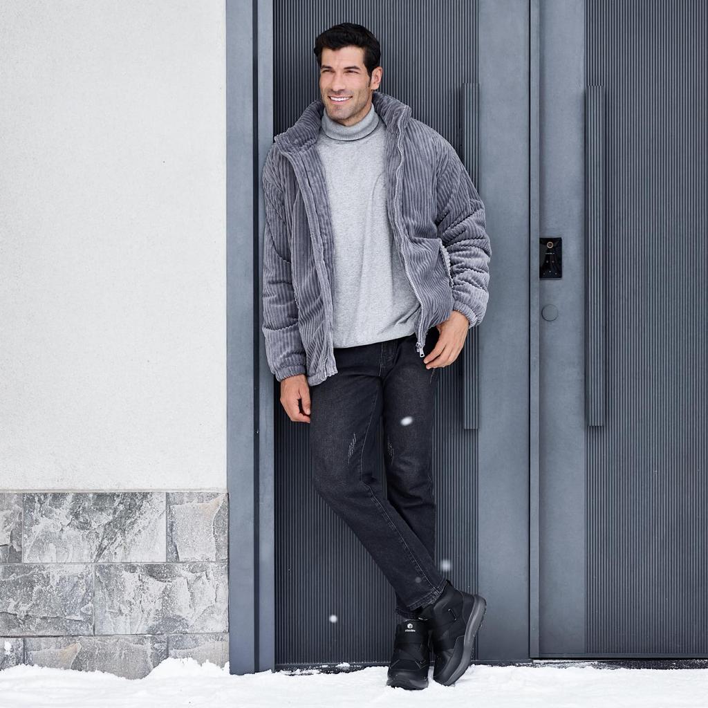 FitVille Wide Winter Snow Winter Cold Weather Snow Moccasin Thick Comfortable to Walk in Men's Shoes, 2E/4E, Shoes, Shoes, Fleece-Lined Boots, Shoes,