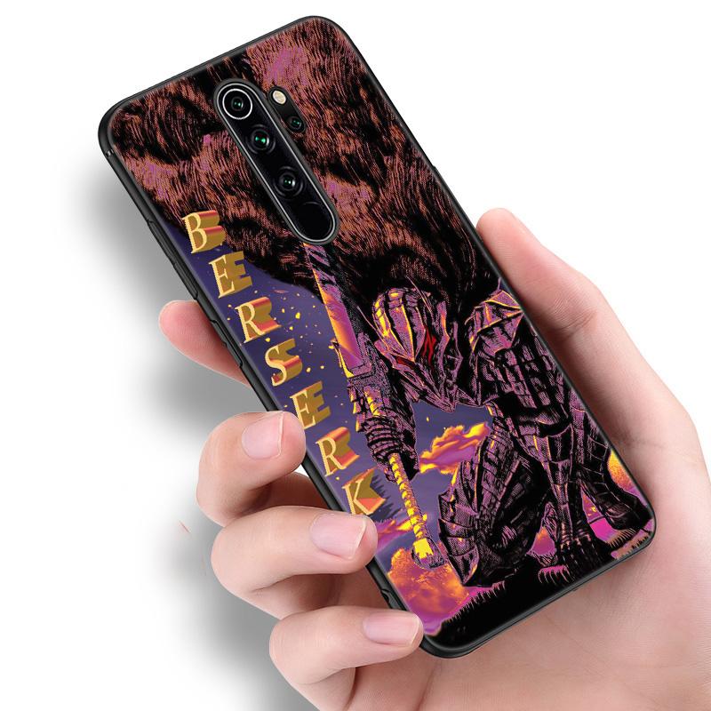 Anime Berserk Guts Silicone Phone Case For Xiaomi Redmi Note 11 10 9 8 Pro 11T 10T 10S 9S 8T 9 9A 9C 9T Black Cover Coque Funda