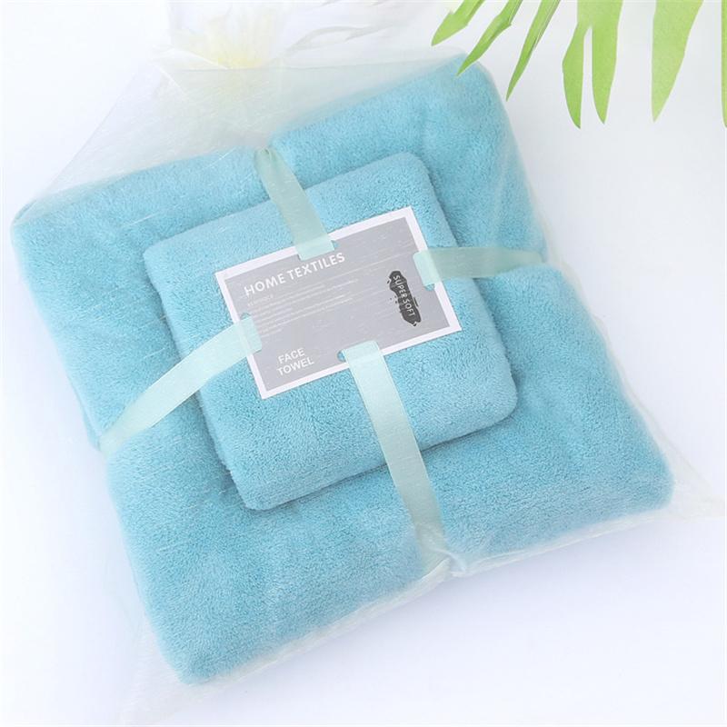 Thickened Coral Velvet Facial Towel +bath Towel Set Soft Absorbent Comfortable Gift Household Textiles Bathroom Supplies