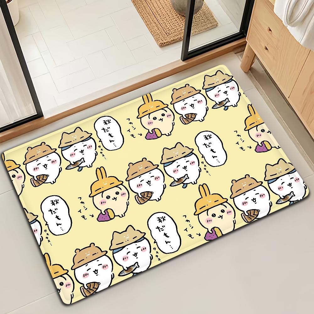Cute Cartoon C-Chiika-waE Usagi Door Mat Bath Microfiber Decorative Versatile Flannel Floo Mat Quick Dry Absorbent Non-slip Sole