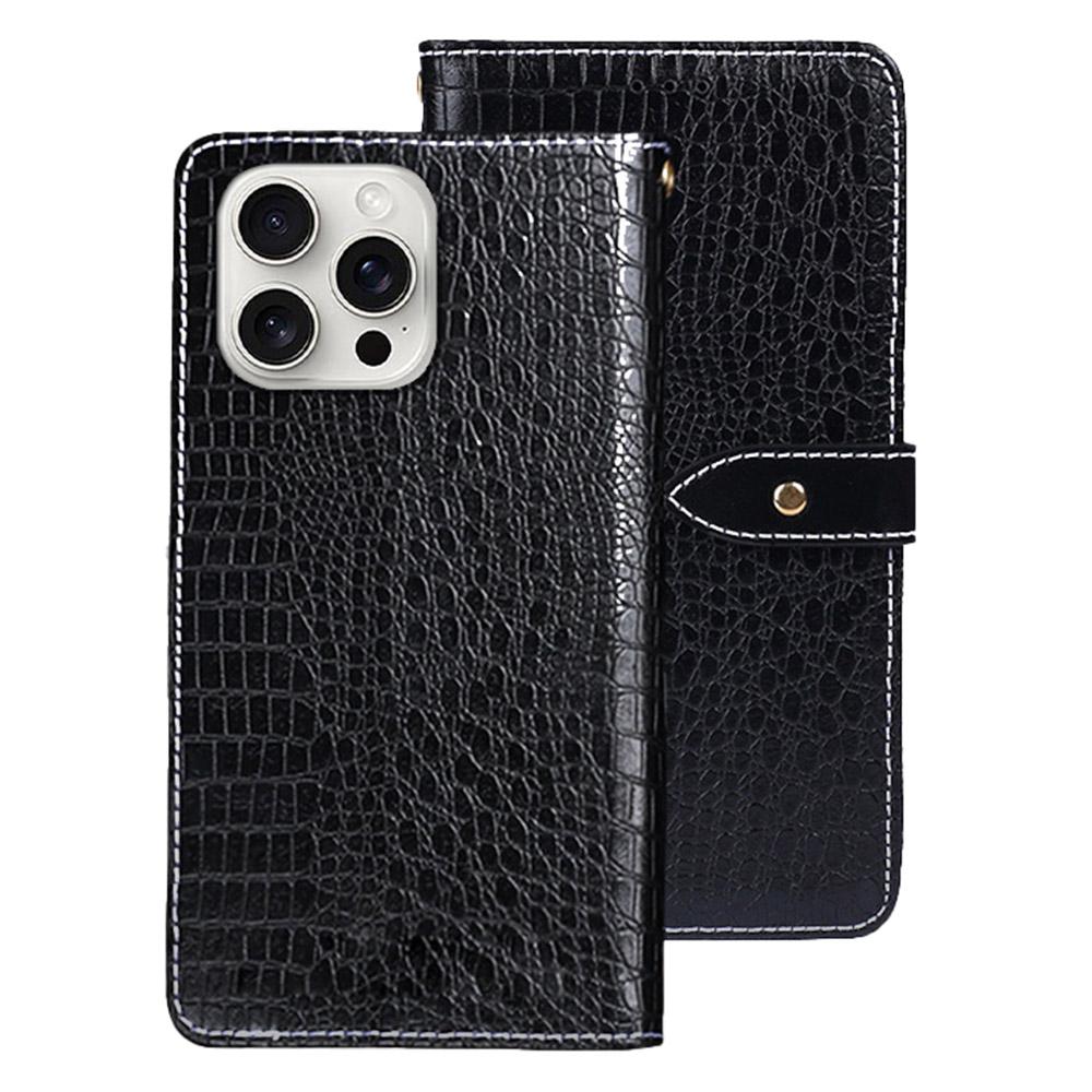 IDEWEI For iPhone 16 Pro Max Case Crocodile Texture PU Leather Flip Phone Cover A