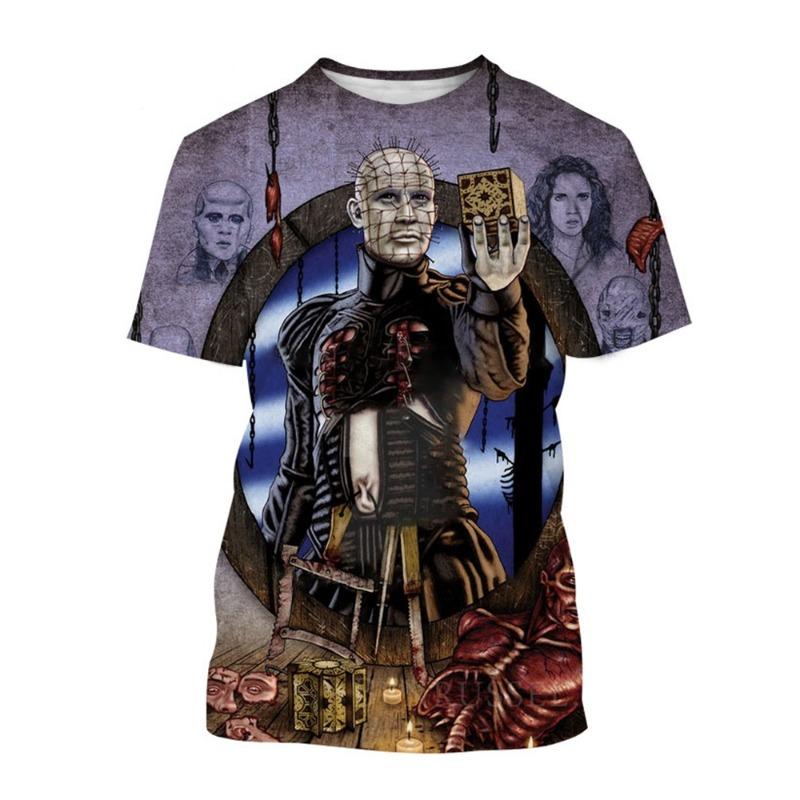 Summer fashion trend creative 3D printing printed horror movie hip-hop casual comfortable printed short sleeved shirt S
