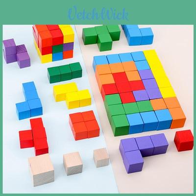 Eco-friendly Water-based Paint Wooden Cube Blocks Perfect For Kids Creative Play