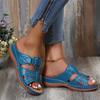 Women's New Wedge Heel Round Toe Wedge Heel Wearing Beach Thick Sole Solid Color Sandals