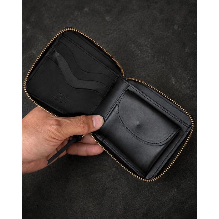 [Codel] atelierCODEL Wallet Men's Bi-fold Genuine Leather Italian Leather Round Zipper Coin Purse Made in Japan (Black)