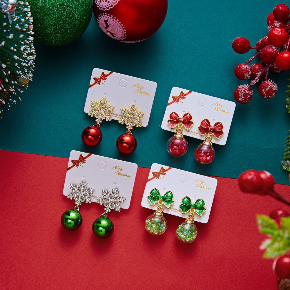 Snowflake Xmas Drop Dangle Stud Rhinestone Christmas Jewelry Fashion Christmas Earrings Unisex