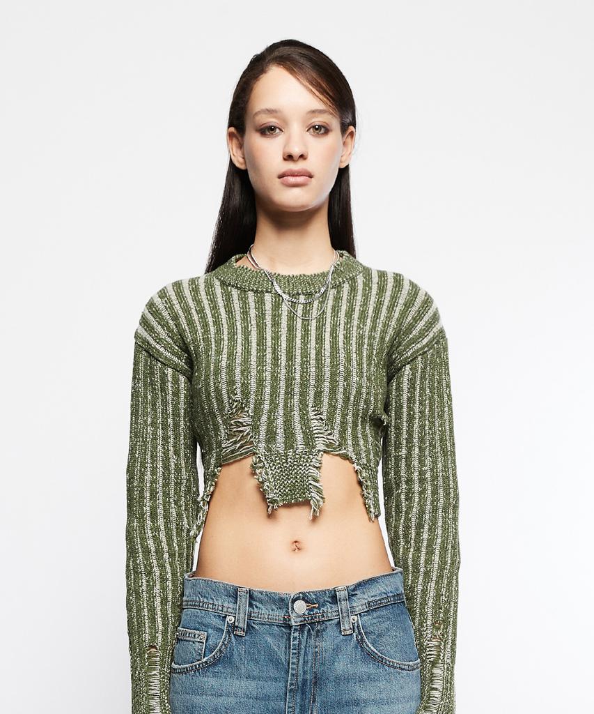 LARTIGENT L7 Crop Damage Knit(Khaki)