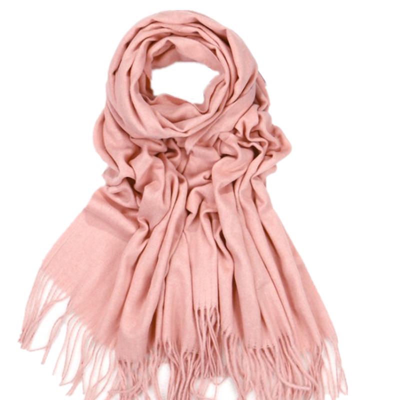 Unisex Thickened Warm Scarf - Solid Light Gray & Hemp Gray Cashmere Blend for Autumn/Winter