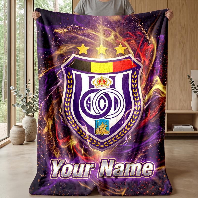 Custom Text Flannel Throw Blanket, Lightweight Cozy Bed Sofa BlanketAnderlecht FC