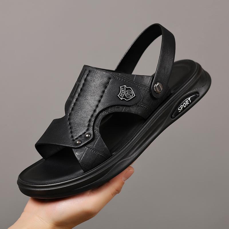 The first layer of cowhide summer new men's beach shoes genuine leather men's slippers breathable sandals non-slip leather sandals men's shoes