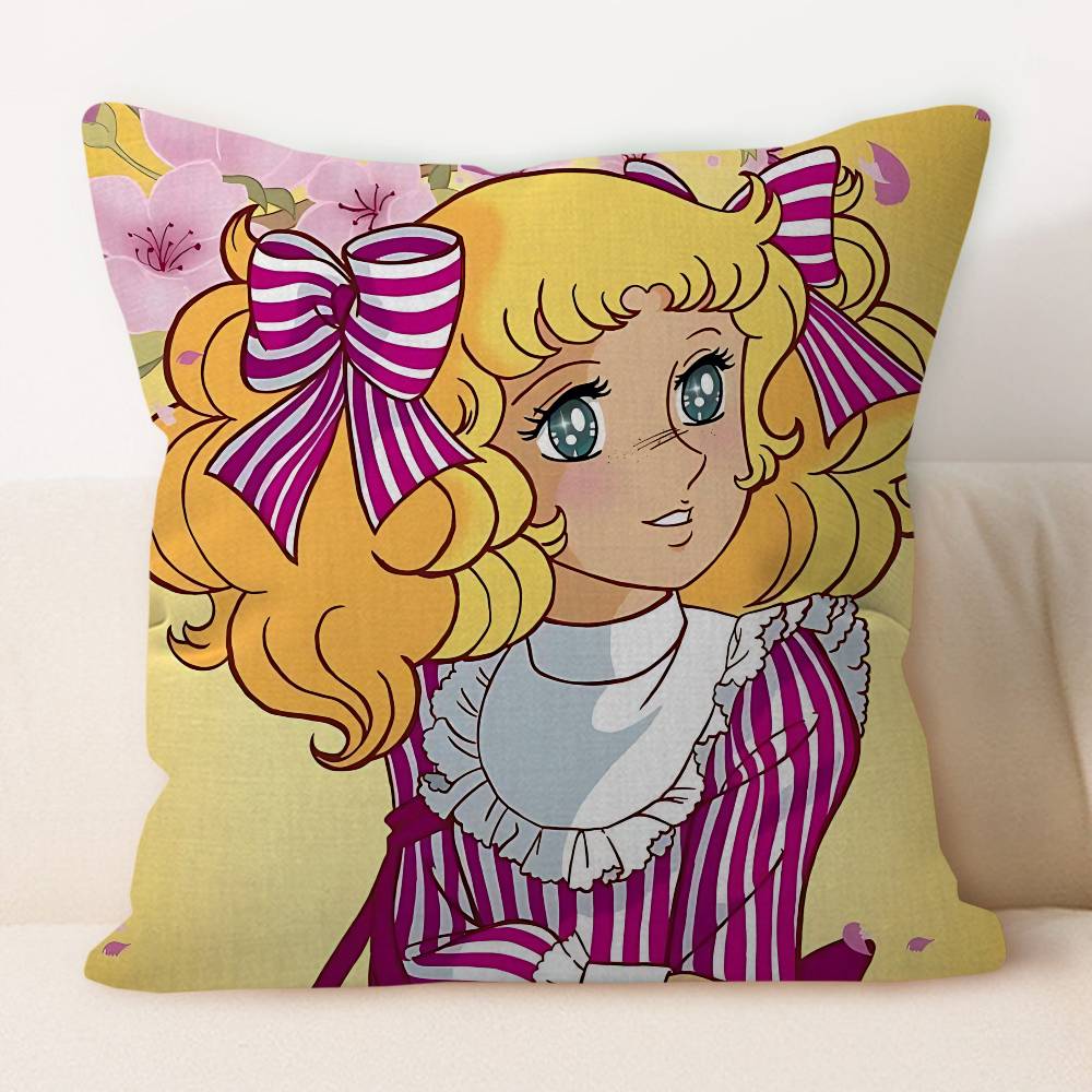 Manga Candy Cartoon Pillow Covers Cartoon Sofa Decorative Home Double-sided Printing Short Plush Cute Cushion Cover