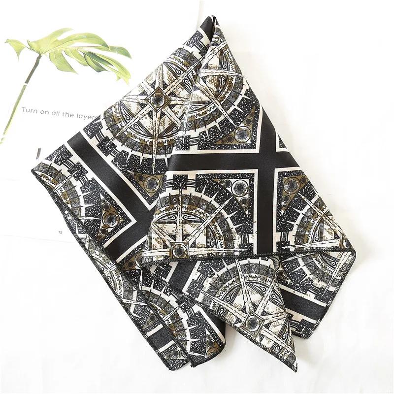 50x50 Square Scarf Hair Tie Band For Business Party Women Elegant Small Vintage Skinny Retro Head Neck Silk Satin Scarf Present