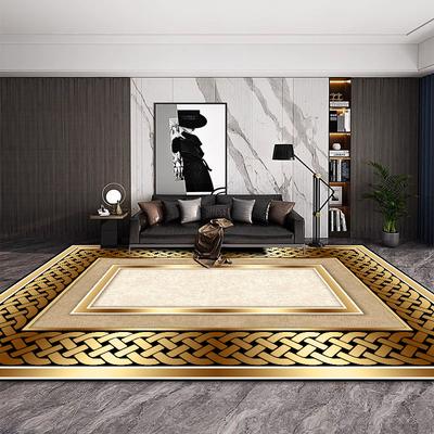 Alfombra de Lujo Estilo Europeo para Sala de Estar Decoración Dorada de Moda Hogar Alfombras de Área Grande Lavables Decoración de Dormitorio Alfombra de Noche