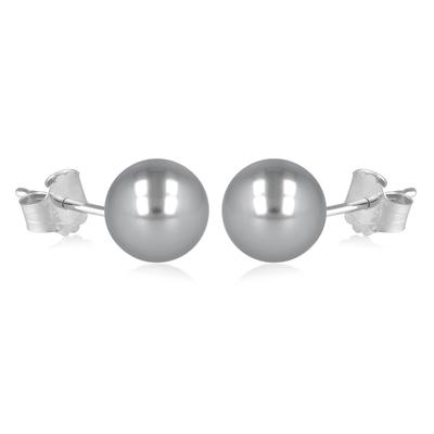 [Q7030] - 'Perla' graue Silberohrringe (rhodiniert) - 12 mm