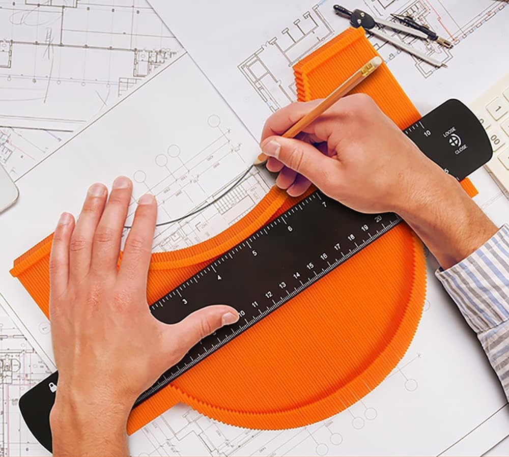 Contour Curved DIY Measuring Contour Irregular Measuring Instrument with ABS Graduations Self-Locking Gauge, Wide, High-Precision, 160mm/250mm, Ruler,