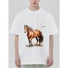 Men's Oversized T-Shirt Black Horse Print and Text Casual Wear