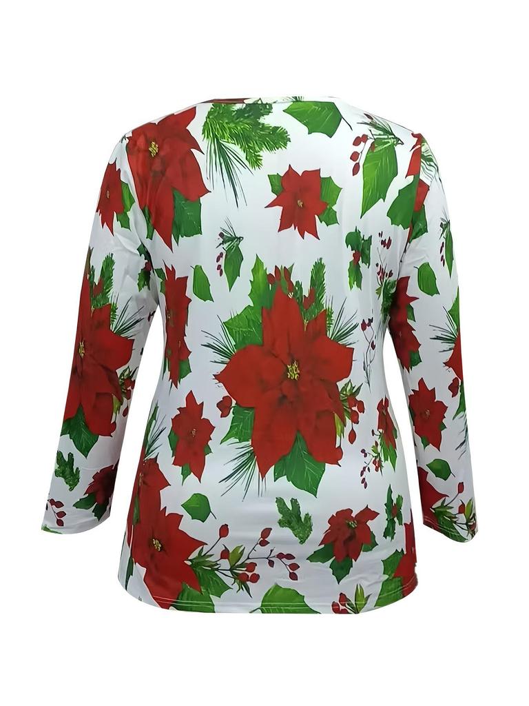 Elegant Floral Long Sleeve Cardigan Blouse for Women