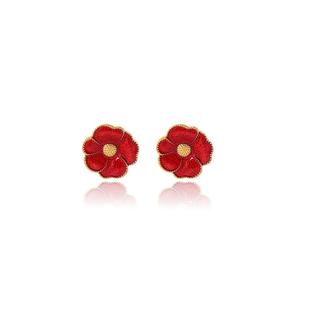 Retro Niche Temperament High-End Floral Stud Earrings Women'S Antique Style Personality Light Luxury Earrings