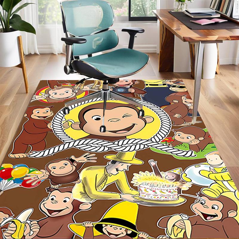 1pc Curious George (5) Design Area Rug - Non-Slip, Soft & Cozy Floor Mat for Living Room, Bedroom, Office - Indoor/Outdoor Decorative Carpet