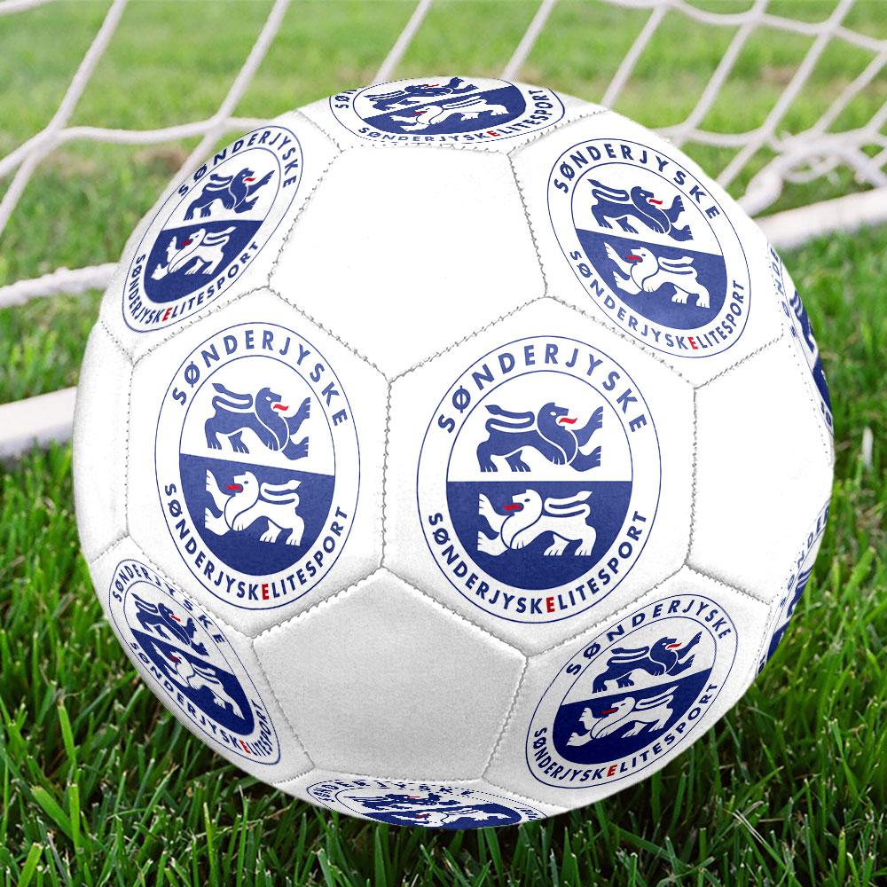 Sonderjyske FC Size 5 Soccer Ball, Machine-Stitched PVC, Durable & High Bounce, All Ages Fit, Fan Merchandise, Matches & Outdoor Use.