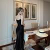 Damen Kleid Satin Swinging Kragen Französisch Spaghetti Strap Designer Chic Elegante Mode Lässig Abend Party Sexy Sling Kleider Sommer 2024