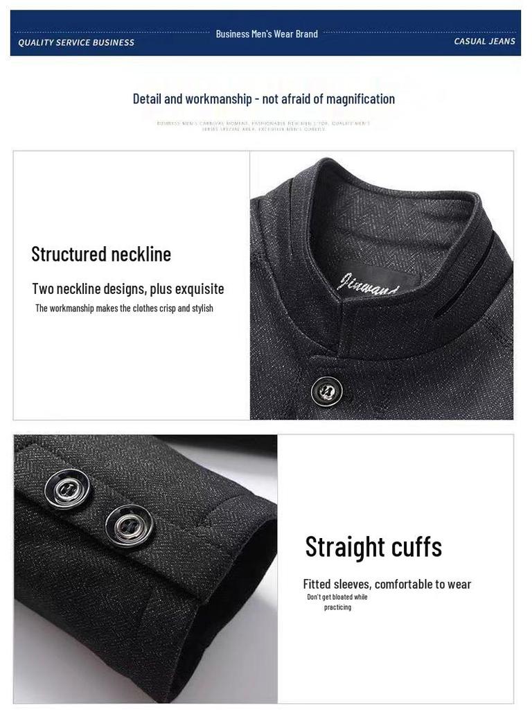 Men's Autumn/Winter Cotton-Padded Casual Jacket for Ages 50-70