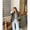 Spring Autumn Suede Feel Textured Collar Zip Button Pilots Coat For Women Fashionable And Comfortable Jacket Outerwear