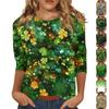 Women's Tops Three-quarter Sleeve Shirt Round-neck Loose Casual Shirt Print T-shirt