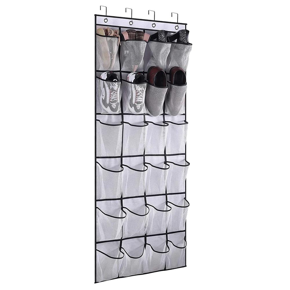 24 Grid Wall Hanging Shoe Organizer Over The Door Fabric Cabinet Closet Sundries Shoe Storage Bag Household Wall Storage Bag
